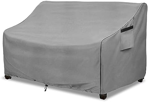 Okcool Heavy Duty Patio Sofa Cover, 100% Waterproof 2-Seater Outdoor Sofa Cover Fits up to 58W x 32.5D x 31H Inches, Lawn Patio Furniture Covers,Grey by Okcool
