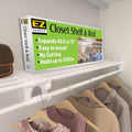 EZ SHELF- Closet Shelf with Hanging Rod, Expands 40.5-73", White, Closet Shelves Hold 200 lbs, Easy Install Closet Organizer to 2 Side Walls, Alternate for Closet Wire Shelving & Laundry Room Shelves by EZSHELF