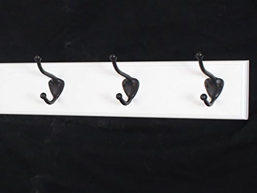 White Coat Rack with Oil Rubbed Bronze Hat & Coat Style Hooks (30.5" x 3.5" with 6 hooks) - Image 3