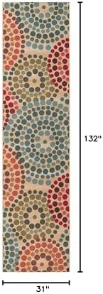 Unique Loom Outdoor Modern Collection Area Rug - Spark (2' 7" x 11' Runner Beige/Burgundy) - Image 2