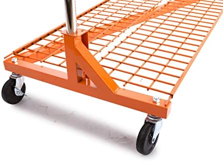 Econoco Commercial Rolling Z-Rack with Wire Shelf, Orange Base & Orange - Image 3