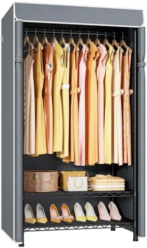 ULIFHOME H5C Clothes Rack with Cover, Covered Clothing Rack Heavy Duty by UlifHome