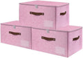 ANMINY Storage Box Fabric Bins with Zipper Lid, 17.7"x13.8"x10" Pink, 3PCS by ANMINY