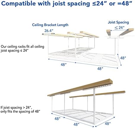 FLEXIMOUNTS 4x8 Overhead Garage Ceiling Storage Rack Organization, White - Image 5