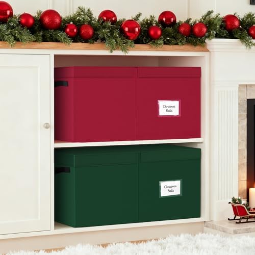 StorageRight Christmas Ornament Storage Box - Ultra Large Drawer Ornament Organizer with 8 Separate Trays & Adjustable Dividers, Portable Ornaments Box with Cover & Handle for Holiday Decorations(Red) - Image 6