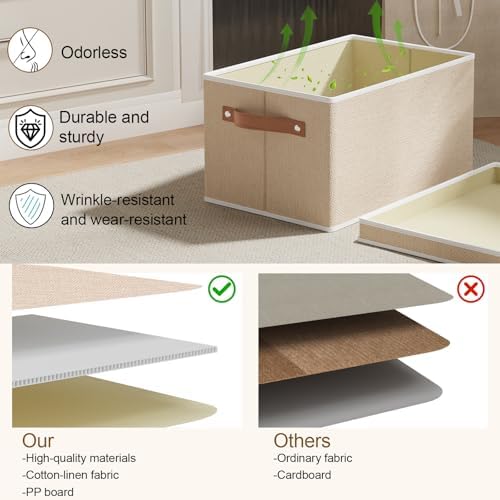 Beige Foldable Storage Bins,10.2×7.8×6.7 In,Shelf Baskets,5-Pack - Image 7