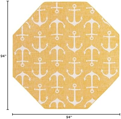 Unique Loom Outdoor Coastal Collection Area Rug - Ahoy (7' 10" Octagon, Yellow) - Image 2