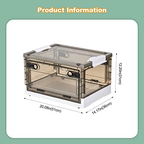 Ergocar Foldable Storage Boxes, Large Plastic Storage Boxes with Lid, Stackable Organiser, Wardrobe Storage Organiser, Grocery Storage, for Bedroom, Wardrobe, Office, Garage - Image 7