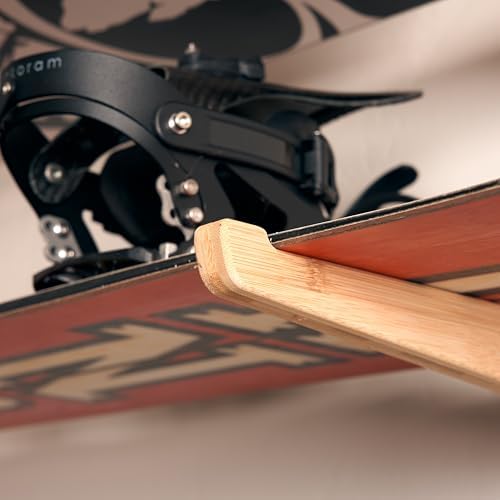 Compact Snowboard Wall Mount, Bamboo Snowboard Rack for Small Spaces, Space-Saving Storage Holder Fits Boards with Bindings, Home, Apartment, Dorm - Image 4