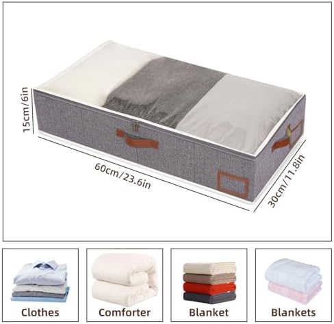 Yawinhe 27L Under Bed Storage,4 Pack Collapsible Container Bags,Grey - Image 5