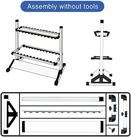 JOYWAVE Aluminium Fishing Rod Holders, Portable Fishing Rod Rack, Holds Up to 24 Rods, Modern Matte Black, 27.9x12.6x27.5 inches - Image 6