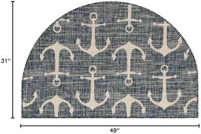 Unique Loom Outdoor Coastal Collection Area Rug - Ahoy (2' 7" x 4' 1" Hearth Blue/Ivory) - Image 2