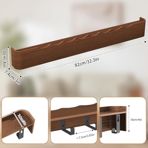 Wall Mounted Coat Rack with Shelf, Wooden Entryway Organizer with Hidden Metal Hooks for Hanging Coats Bags Keys, Modern Floating Shelf for Hallway Bathroom - Image 2