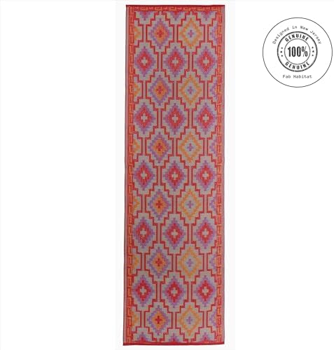 Fab Habitat Outdoor Rug - Waterproof, Fade Resistant, Crease-Free - Premium Recycled Plastic - Vintage Kilim - Porch, Deck, Balcony, Hallway, Poolside - Lhasa - Orange & Violet - 2.5 x 8 ft Runner - Image 3