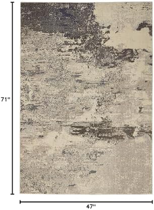 Nourison Celestial Modern Abstract Ivory/Grey 3'11" x 5'11" Area -Rug, Easy -Cleaning, Non Shedding, Bed Room, Living Room, Dining Room, Kitchen (4x6) - Image 2