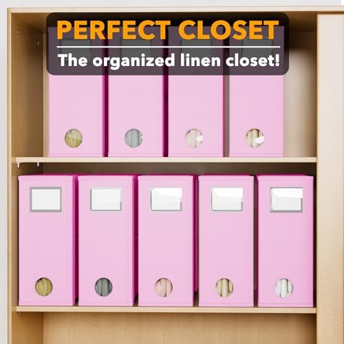 SpaceAid 9 Pack Bed Sheet Organizers and Storage, Foldable Sheet Organizer with Window for Linen Closet, Set Folder Keeper for Queen & King Size Bedding Storage (Pink) - Image 5