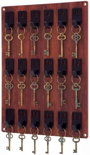 Beeveer Acrylic Key Holder Board with 18 Hooks, Wall Mount Organizer,Walnut by Beeveer