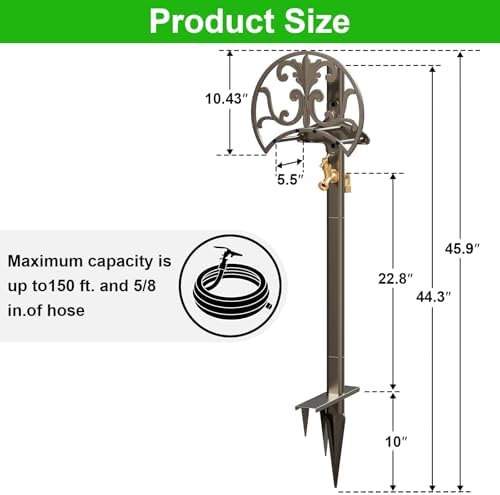 GOFORWILD Hose Stand with Brass Faucet, Holds 150 ft 5/8-in Hose - Image 2