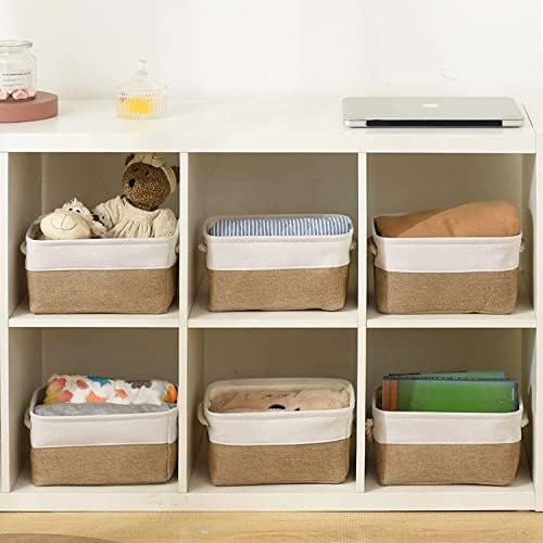 Small Baskets for Organizing, [6 PCS] Collapsible Storage Baskets for Shelves, Storage Bins Boxes Cubes for Clothes Books - Image 4