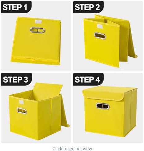 Closet Organizers Fabric Storage Bins With Lids Collapsible Cube Storage Organizer Basket With Handles,Storage Boxes for Clothes Storage,Office,Laundry,Shelves,6 Pack,(multicolour) - Image 6