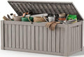 Outdoor Storage Box, 260 Gal Waterproof Resin Deck Box w/Support Rod by ATMELT