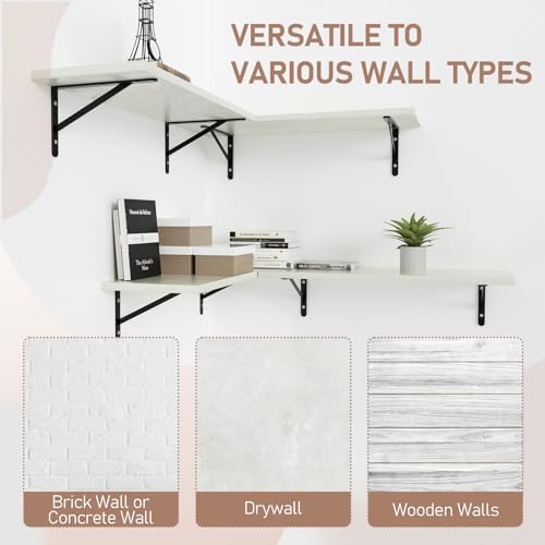 Kaboon 27 inch Long 10 inch Deep Floating Shelves for Wall Set of 2, Large Open Shelves Wall Mounted, Space Saving Home and Commercial Use, Sea Salt/Greyish White - Image 5