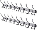 Dseap Coat Rack Wall Mount - 29.5” Long 8-Tri-Hooks Heavy Duty Coat Hanger Rail Wall Hooks for Hanging Coats Hats Clothing Clothes Purse Mudroom Entryway, Chromed, Pack of 2 by Dseap