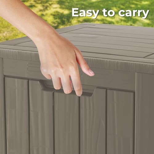 35 Gallon Resin Deck Box Waterproof Outdoor Storage Box for Patio Furniture Pool Accessories Indoor Storage for Cushion Garden Tools, Gray - Image 6