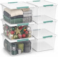 Rosebloom 36 Quart Stackable Clear Plastic Latching Storage Bin, 6 Packs by Unknown