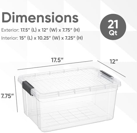 Superio 21 Quart Clear Plastic Storage Boxes with Lids, Stackable Organizer Containers, BPA-Free Storage Bins for Home, Office, School & Dorm, 1 Pack - Image 2