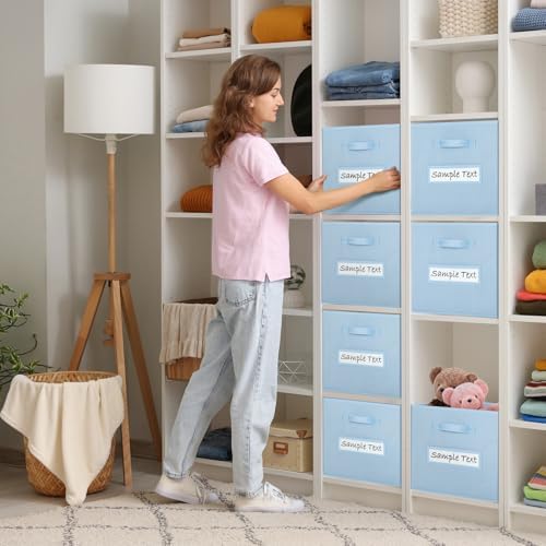 11x11 storage cube bins (Set of 10) Foldable Fabric storage cubes with 10 Labels Window Cards & a Pen,11 inch cube storage bin,Closet Organizers for Shelves,Cubby Organizer Boxes,Pastel Blue - Image 5