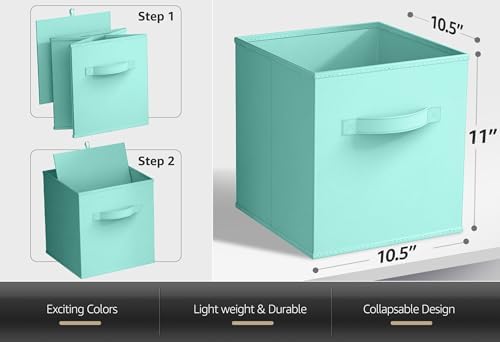 Sorbus 6-Pack Fabric Storage Cubes (13 Inch, Pastel Blue Green Yellow) - Image 2