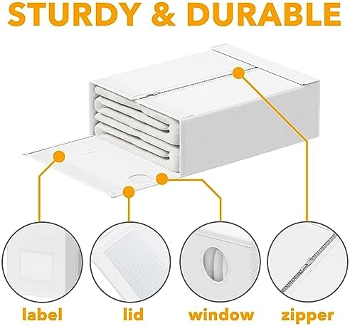SpaceAid 8 Pack Bed Sheet Organizers and Storage, Foldable Organizer for Linen Closet, Sheets Set Folder Keeper with Window XL (Queen & King Size) Organizing Bedding Container, White 91ZDSN-SL24-W8 - Image 6