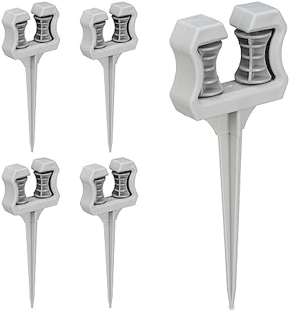 Relaxdays Garden Hose Guide, Set of 5, Ground Spike, Plastic, Discreet, Support, Practical, HxWxD: 26x10x3.5 cm, Grey by Relaxdays