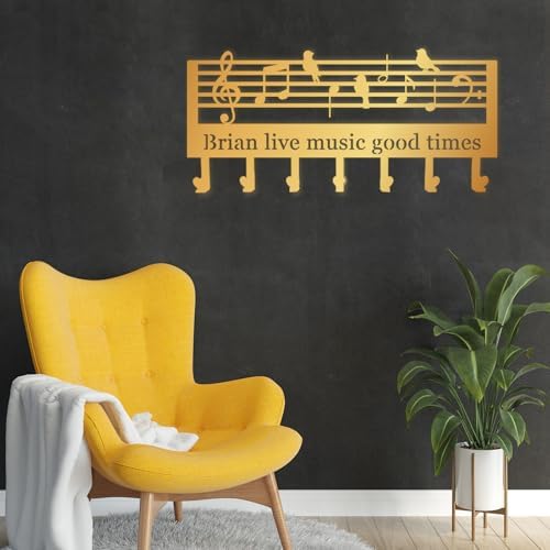 Key Holder for Wall, Custom Musical Notes Coat Keychain, Personalized Music Notes Coat Rack for Wall, Symbols Bird Art, Music Lover Gifts - Image 3