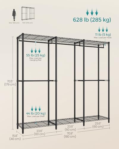 SONGMICS Clothing Rack, Heavy-Duty Garment Rack, Adjustable Storage Shelves - Image 6