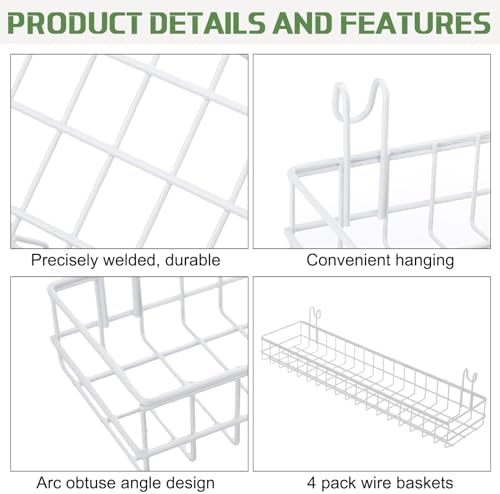 Blulu 4 Pcs Grid Wall Shelf Panel Basket, 15.75 x 3.94 x 1.97 Inch, White - Image 4