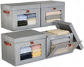 4-Pack Collapsible Stackable Storage Bins with Lids, Grey by CBJILWOF