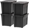 IRIS USA 4-Pack 20 Gal Heavy Duty Storage Totes with Lids, Black by IRISUSA