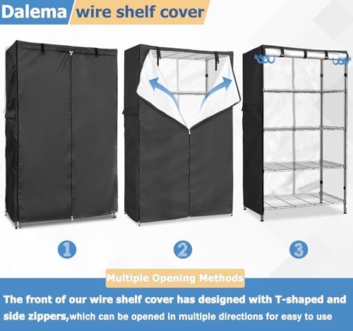 Wire Rack Covers,Heavy Duty 600D Dustproof Waterproof Storage Rack Covers for Metal Shelves,Storage Shelf Cover with Zipper for Wire Shlef,48''W x 19''D x 82''H,Black with Clear Front - Image 5