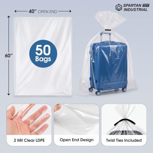 40x60 Open End Extra Large Storage Bags (50 Count) - 50 Black Ties Included - Image 2