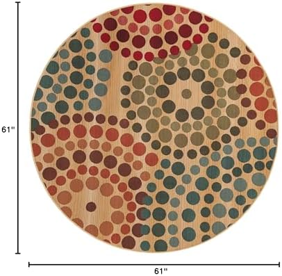 Unique Loom Outdoor Modern Collection Area Rug - Spark (5' 1" Round, Beige/ Burgundy) - Image 2