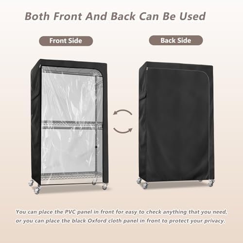 Rileytee Garment Rack Cover,600D Heavy Duty Waterproof Clothing Rack Cover,Clothes Rack Cover with Zipper for Metal Garment Rack（Clear Front,47.2"W x 17.7"D x 80.7"H,Cover Only) - Image 7