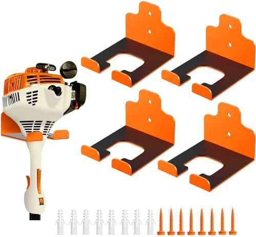 JNIHEEP Garage Organizer Trimmer Rack,Garden Power Tool Hanger,4Pack,Orange by JNIHEEPHOUSEWARE