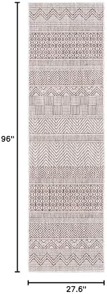 SAFAVIEH Washable Rug Outdoor Courtyard Collection - 2'3" x 8' Runner, Grey & Brown, Non-Shedding & Easy Cleaning, Ideal for Patio, Entryway, Mudroom, Hallway, Kitchen (CY8196-36312) - Image 7