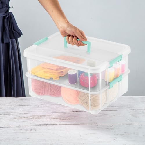 Sterilite Stack & Carry 2-Layer Handle Storage Box with Lids, 4-Pack - Image 4