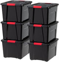 IRIS USA 6-Pack 40 Quart Storage Bins with Lids, Black by IRISUSA