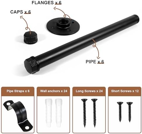 PINTUSON 6 Pcs Industrial Pipe Clothes Bar 12 Inch - Wall Mount Clothing Rack - Face Out Wall Clothing Rods for Commercial Retail Boutique Shirt Display - Image 3