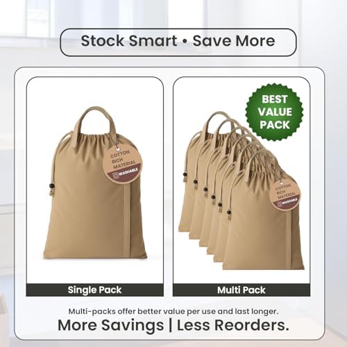 LFH Home Large Premium Cotton Rich Canvas Laundry Bag with Drawstring and Handles Heavy Duty, Multi-Use, and Washable for Home, Travel, College or Storage 28x40 (Pack of 2)-Beige - Image 4