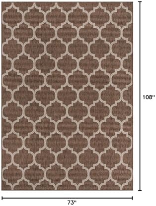 Unique Loom Outdoor Trellis Collection Area Rug (6' 1" x 9' Rectangle, Brown/ Ivory) - Image 2